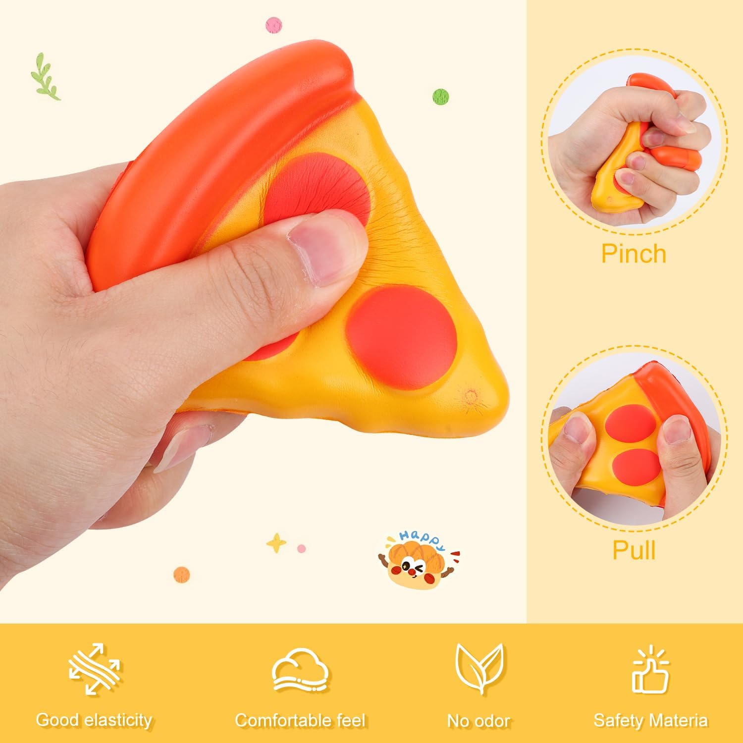 Squishy Ice Cream Squeeze Toys, Cute Pizza Fidget Toys, Cute Food Shaped Fidget Sensory Toys, Soft Anxiety Relief Hand Toys for Adults & Teens, Party Favors, Desk Decor & Relaxation Gifts