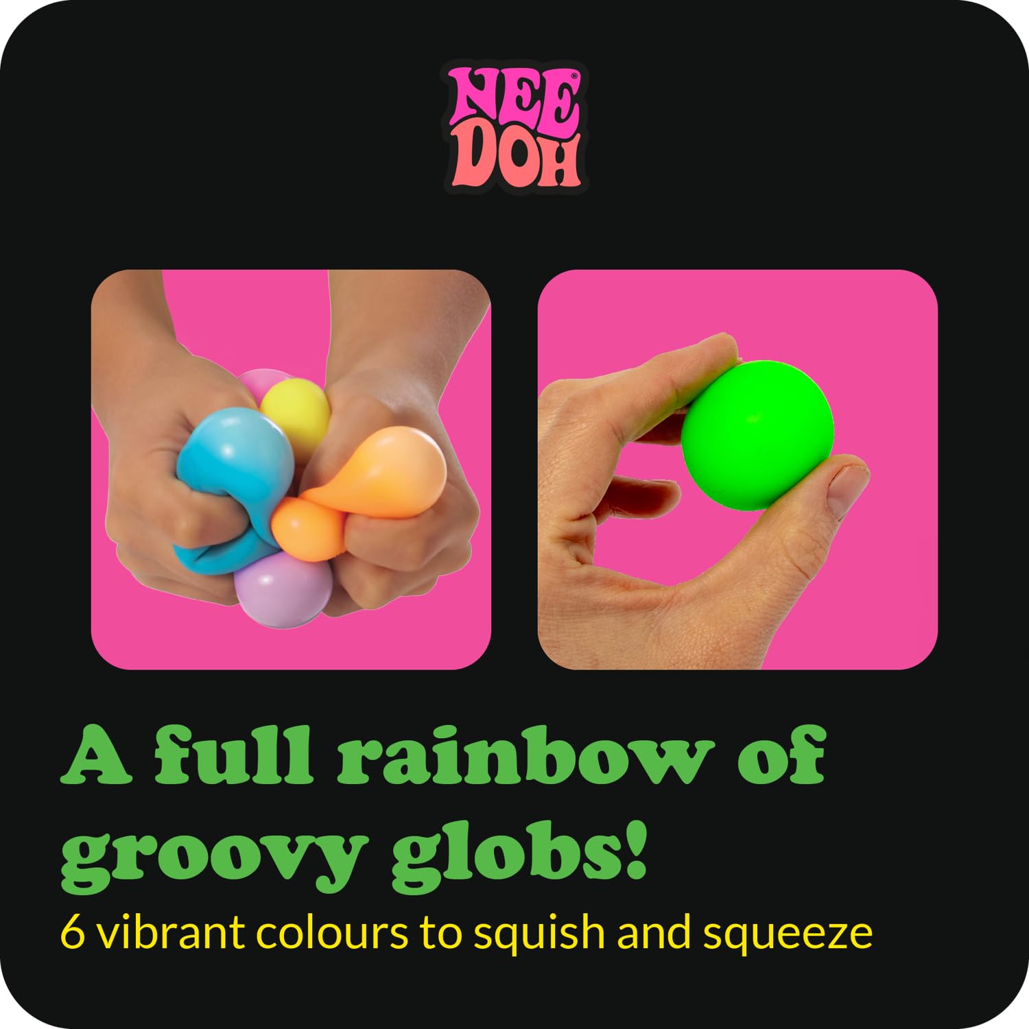 NeeDoh Rainbow - 6-Pack Mini Stress Balls, All Colours