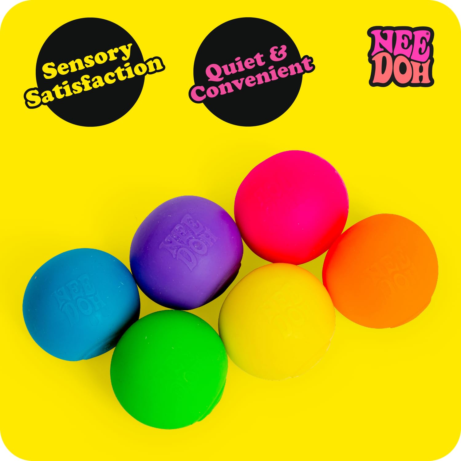 NeeDoh Rainbow - 6-Pack Mini Stress Balls, All Colours