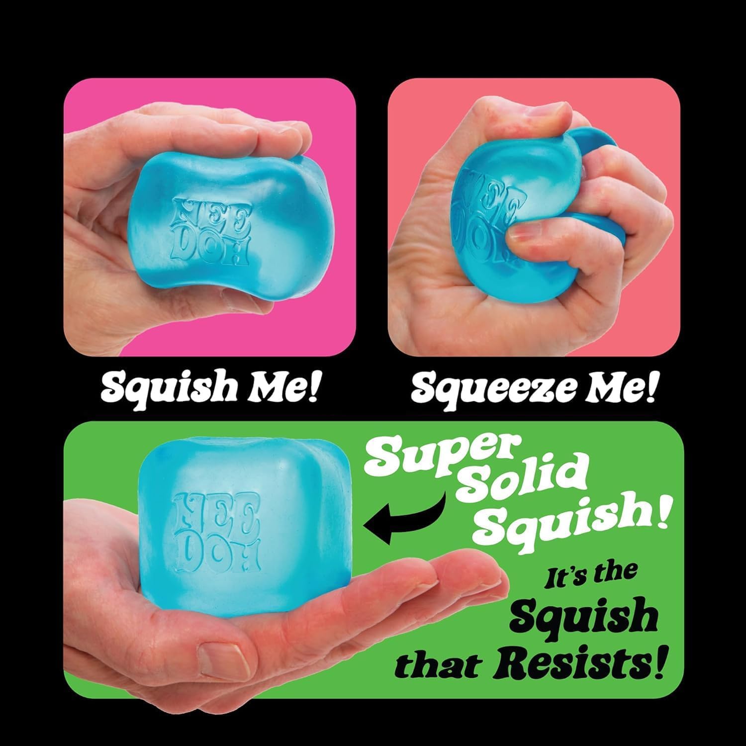 NeeDoh Nice Cube – Super Solid Squish Sensory Squeeze Fidget Toy