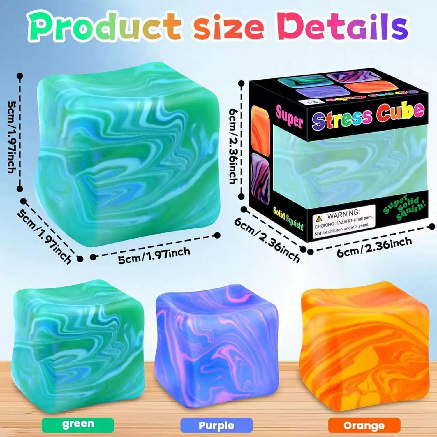 Swirl Stress Cube Squishy Toys, Slow Rebound Squishy Fidget Toy for Adults, Unique Swirling Color Mixing, Slow Rising Sensory Toys for Anxiety Stress Relief (Purple)