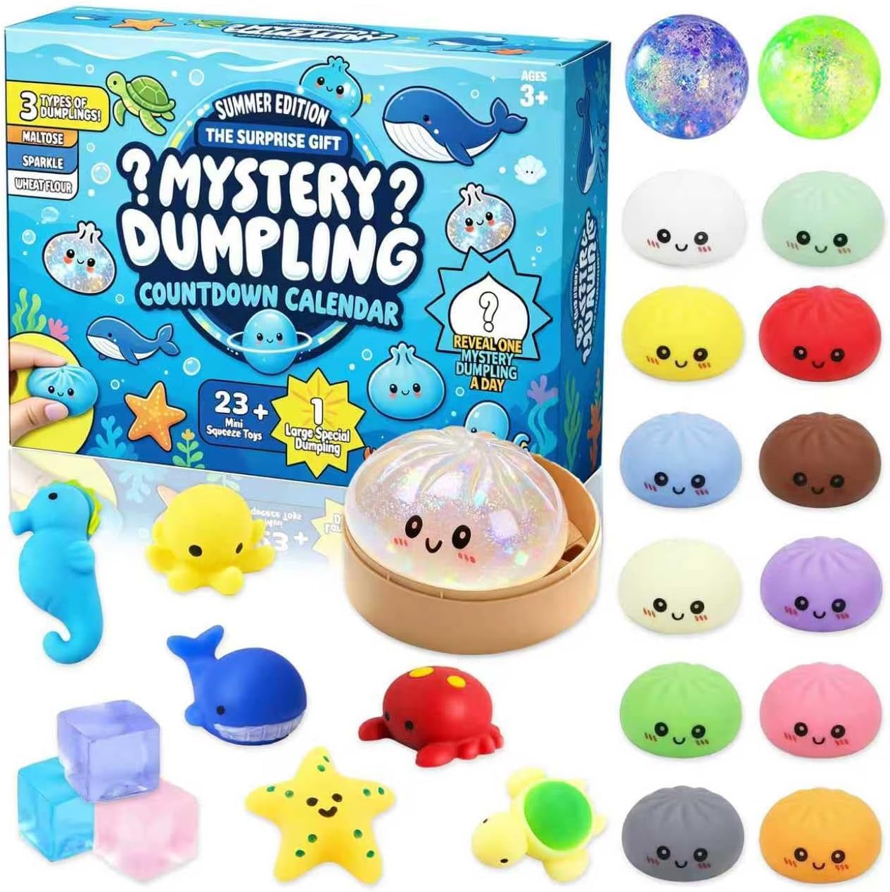 Mystery Dumpling Squishy Advent Calendar – 24 Blind Box Squishies