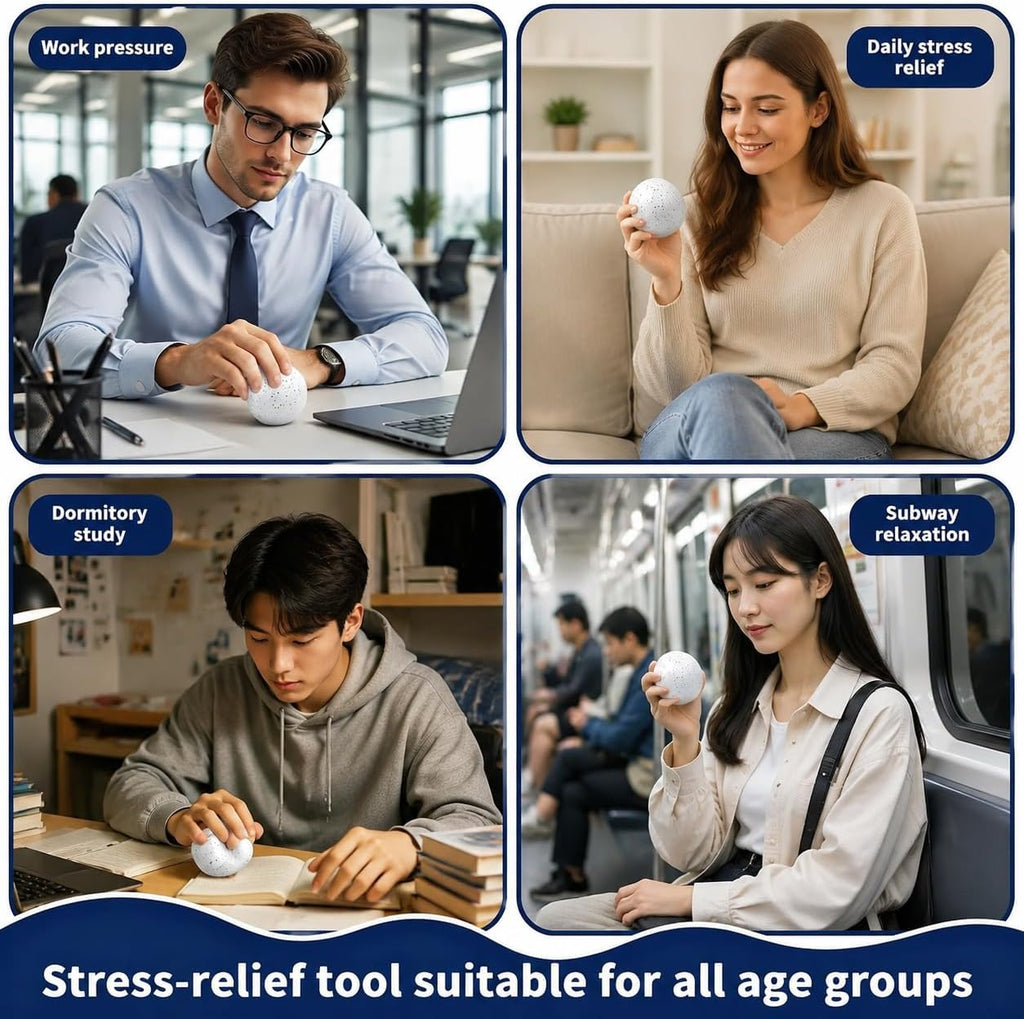 Snowball Stress Relief, Squeeze Fidget Ball for Adults,Slow Rise Portable Desk Ball,Relaxation & Daily Calm Gifts