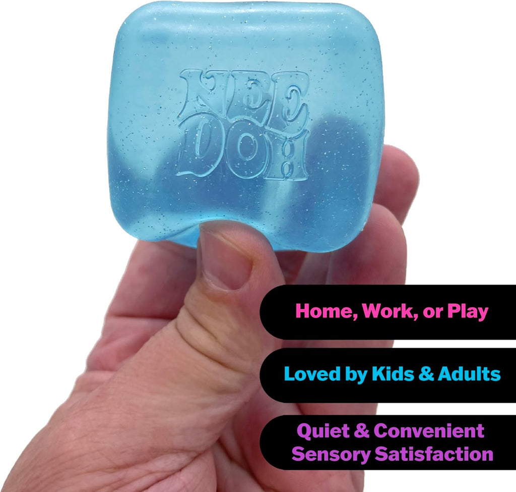 Schylling Needoh Nice Cube - Sensory Squeeze Toy with Super Solid Squish - 2.25" Cube - Colors May Vary (Pack of 1) - Bilingual Packaging