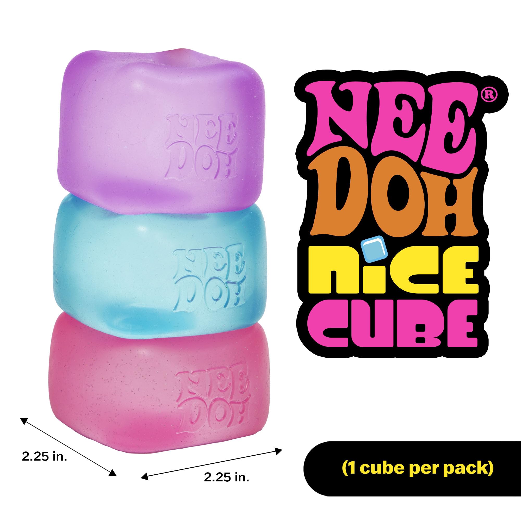 NeeDoh Nice Cube – Super Solid Squish Sensory Squeeze Fidget Toy