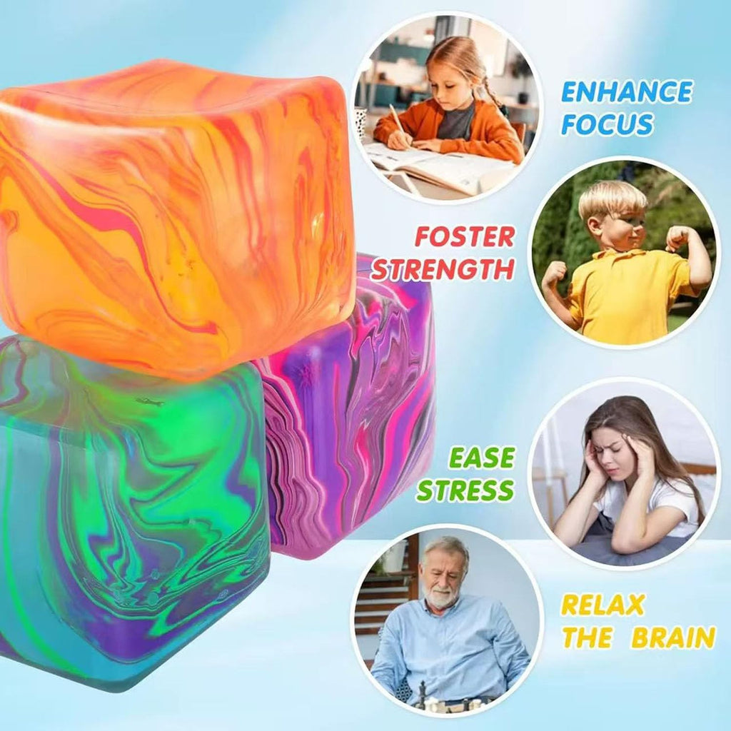 Swirl Stress Cube Squishy Toys, Slow Rebound Squishy Fidget Toy for Adults, Unique Swirling Color Mixing, Slow Rising Sensory Toys for Anxiety Stress Relief (Purple)
