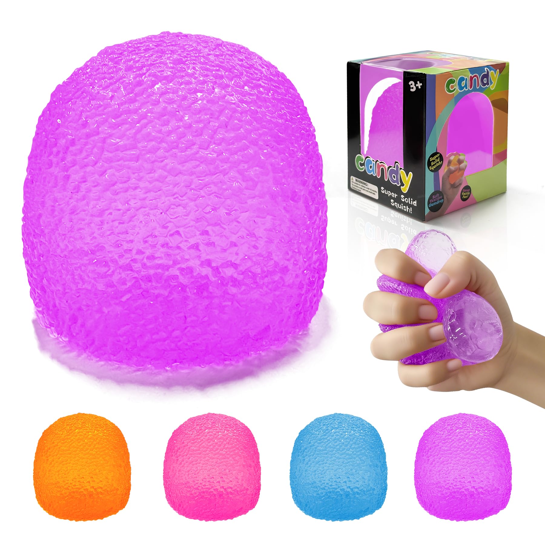Stress Balls-Gumdrop Squishy Stress for Kids and Adults, Super Solid Squeeze Ball, Sensory for Stress Relief, Birthday, Easter Basket Stuffers and Party Favors(Pink)