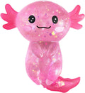 Pink Axolotl Squishy Stress Relief Toy, Stretchy Axolotls Stress Soft Squeeze Sensory Fidget Toys for Kids Adults, Cute Axolotls Squishies Party Favors Classroom (Pink)