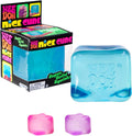 Schylling NeeDoh Nice Cube translucent blue ice cube fidget toy with super solid squish in Schylling retail packaging
