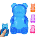 Blue translucent gummy bear taba squishy stress toy with dense jelly squeeze in classic sweet shape