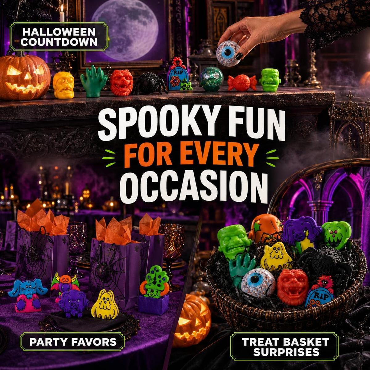 NeeDoh Funky Frights squishy toys styled as Halloween party favors