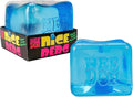 NeeDoh Nice Berg giant translucent blue ice cube squishy at 3.25 inches held in two hands showing glacier effect