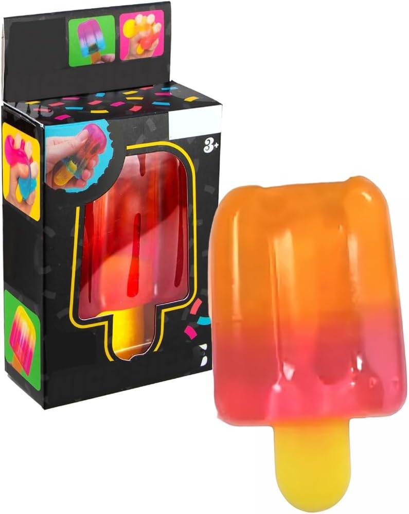 NeeDoh Nice-Sicle popsicle squishy fidget toy in bright gradient colours with soft touch ice lolly stick handle