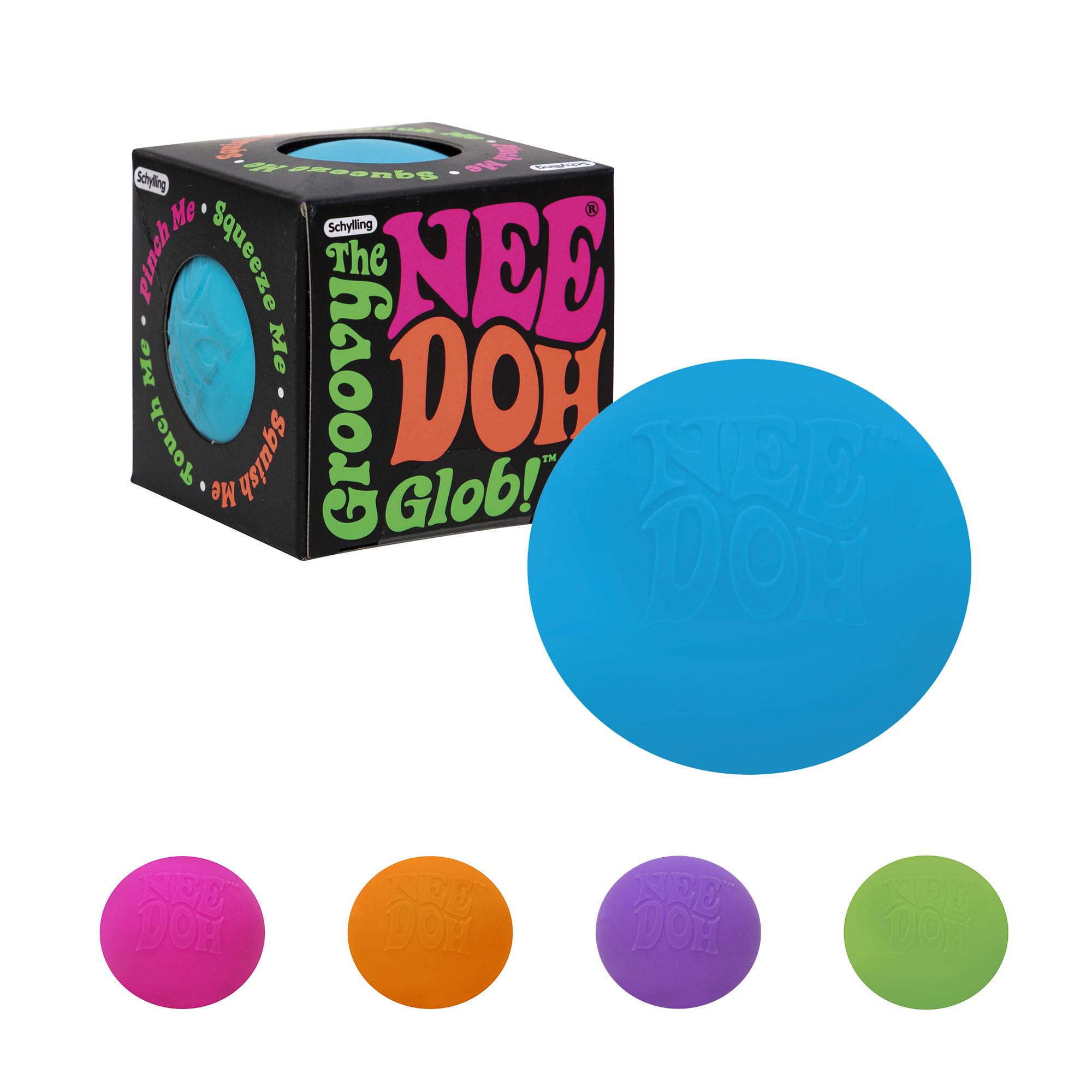 NeeDoh Original Groovy Glob blue stress ball classic dough squish fidget toy for anxiety relief and focus ages 3 plus